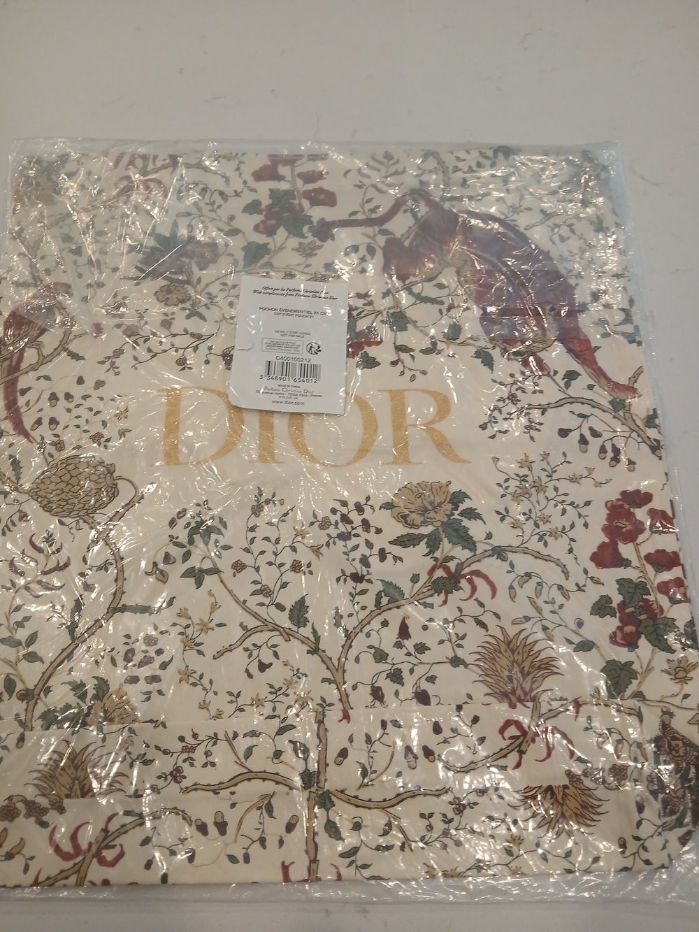 Dior Floral Logo Scarf in Cream, Gold & Red - Picture 2 of 4